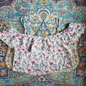Floral off the shoulder crop top size S